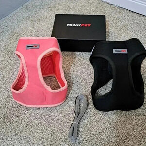 Pet Harness Set  | 2 pack | Dog Cat Large Pink Black Leash TruksPet